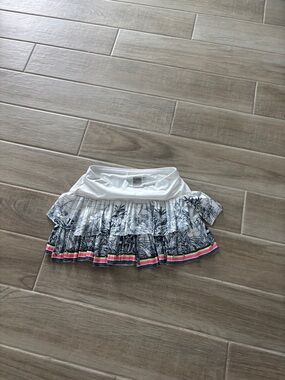 Lucky in Love White Tiered Skirt with Navy Botanical Print and Colorful Trim